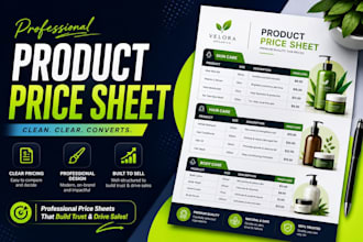design product sales sheet redesign price sheet, sell sheet, design price sheet