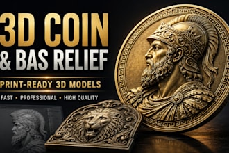 create print ready 3d coin and bas relief models