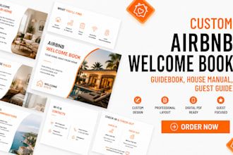 design custom digital airbnb welcome book, guidebook and house manual booklet