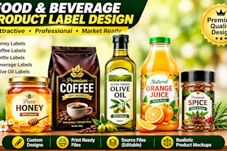 design honey label, coffee label, bottle label, beverage and olive oil label