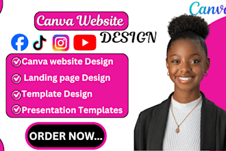 design canva social media posts, canva website, mockups and template design