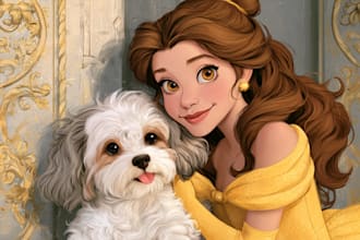 disney princess portrait female focused disney pet portrait art
