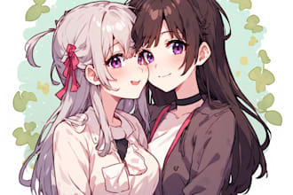 draw anime couple illustration
