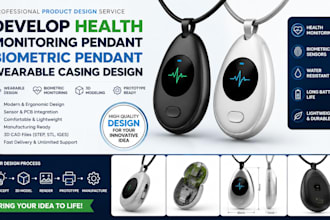 health monitoring pendant biometric wearable casing design, 3d product prototype