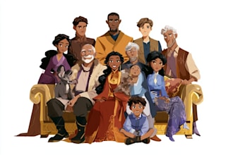 design a professional disney family portrait