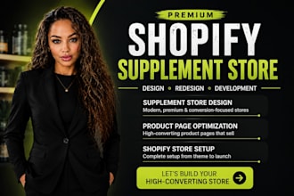 create a shopify supplement store, nutraceutical and health supplement website