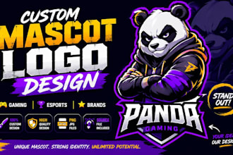 design a custom cartoon mascot logo gaming avatar or esports mascot