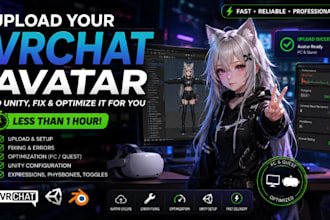 upload your vrchat avatar to unity, fix and optimize it for you less than 1hour