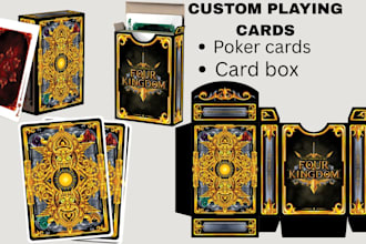 design custom playing cards poker cards 52 card deck, card box mockup board game