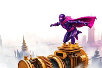 create cinematic superhero artwork with epic characters