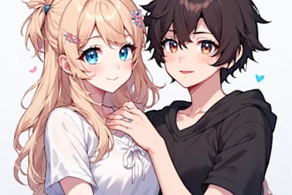 make a anime couple character art anime style