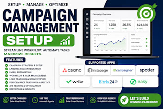 setup campagin managment asana instapage campaigner spotler wrike bitrix24 easy