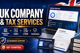 handle uk company companies house, hmrc, tax, ct600, and identity verification