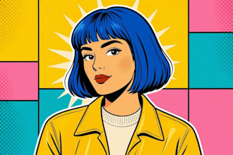 draw pop art illutration, portrait cartoon, pop art portrait