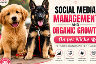 manage pet store social media marketing, content and shopify promotion