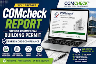 prepare comcheck report for USA commercial building permits