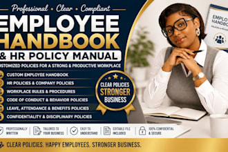 write and design employee handbook, HR policies, sops and job descriptions