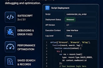 develop and fix netsuite suitescript and restlet