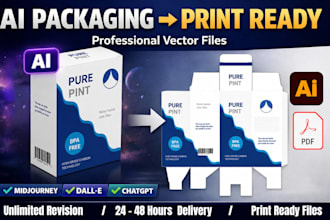 covert ai generated product packaging, label design to print ready vector file