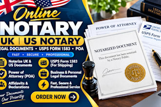 do online notary UK US notary legal documents usps form 1583 poa notary public
