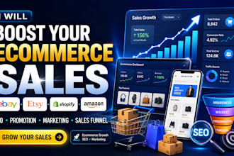 boost ebay sales, etsy, shopify, amazon promotion, marketing seo sales funnel