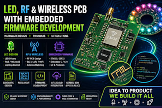 design led, rf and wireless pcb with embedded firmware development
