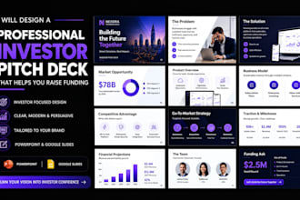 design a professional investor pitch deck for startups and fundraising