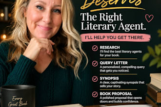 research literary agents, write query letter, synopsis and book proposal