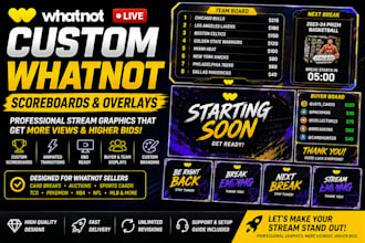 design custom whatnot scoreboard overlays and stream graphics animations