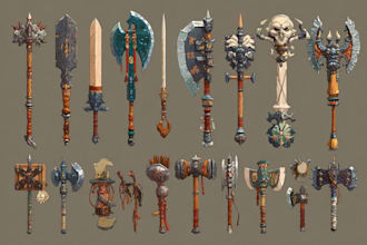 high quality weapon concept art for gaming and more