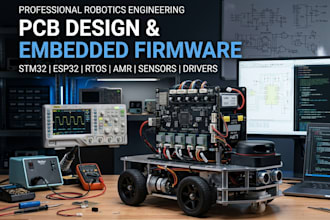 design robotics pcb, embedded firmware, sensors, motor control mcu