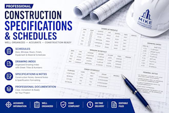 create professional construction specifications, schedules and drawing indexes