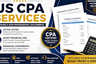 prepare, and sign US CPA letter, CPA financial audit, financial statement