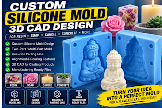 design custom silicone casting mold 3d cad for resin soap concrete products