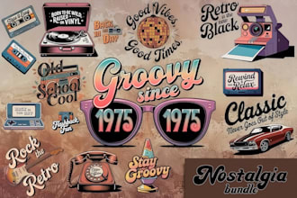 design 70s 80s vintage retro logo for your business