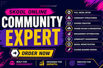 setup skool online community skool course creation skool community manager skool