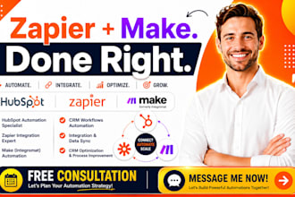 hubspot automation specialist zapier make integration CRM workflows optimization