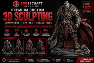 sculpt custom stl characters and statues for 3d printing
