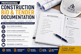 prepare professional construction bid, tender and project documents
