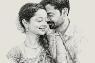 draw a custom portrait from photo for wedding, anniversary or birthday gift