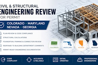 colorado, maryland and nevada ga civil structural engineering review for permit