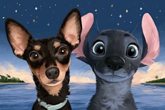 pet portrait into cute disney style
