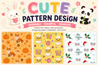 create cute cartoon seamless pattern design for fabric and print