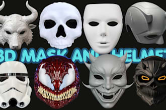 3d model custom cosplay masks helmets props and print ready stl for 3d printing