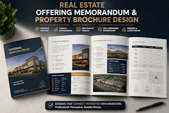 design a real estate offering memorandum, brochure, or listing packet in canva