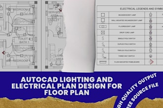 autocad lighting and electrical plan design for floor plan