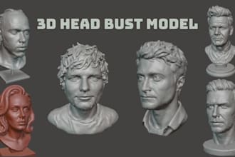 convert photo to realistic 3d head model, bust and stl for 3d printing
