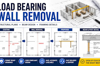 create load bearing wall removal structural plans and beam design