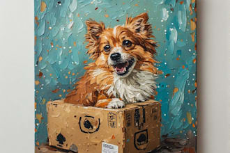 paint a real oil painting pet painting on canvas