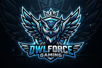 design a fierce game owl logo for your gaming brand